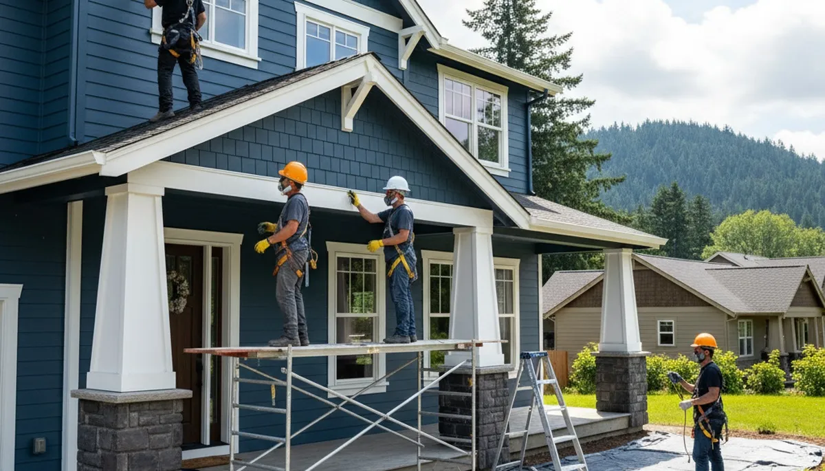 Exterior painting service in Portland, OR for a residential home.