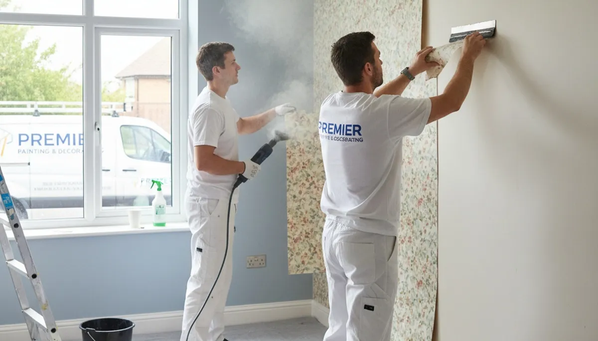 Wallpaper removal service in Portland, OR, preparing walls for a smooth paint finish