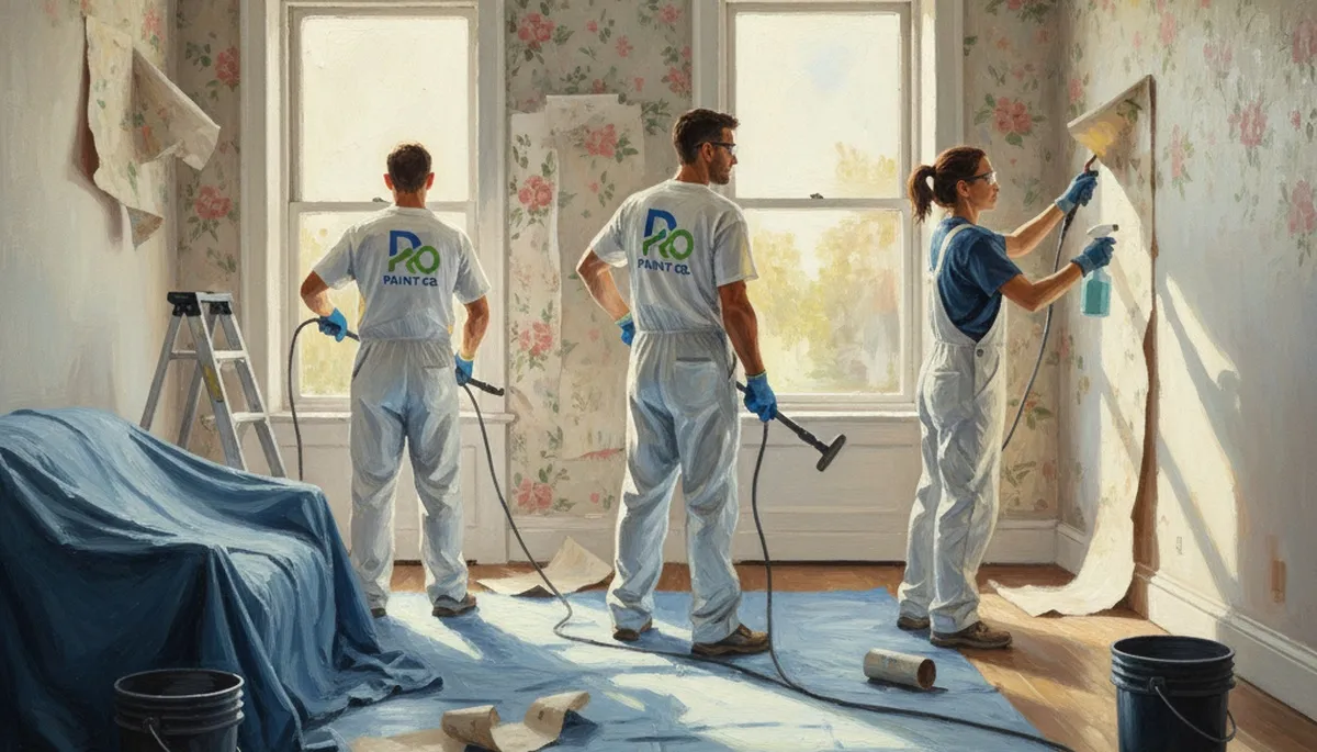 Wallpaper removal service in Portland, OR, preparing walls for repainting by Portland Paint Pros